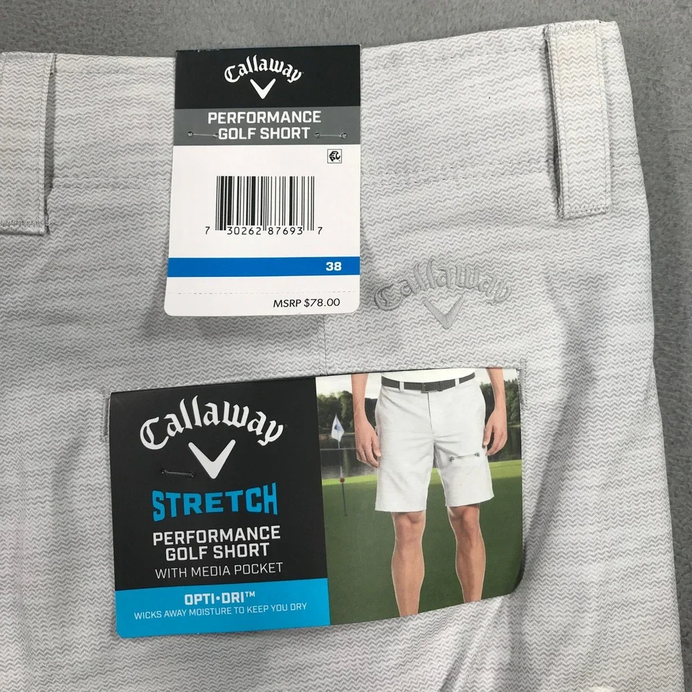 Callaway Golf Shorts Mens 38 Gray Stretch Performance Preppy NEW